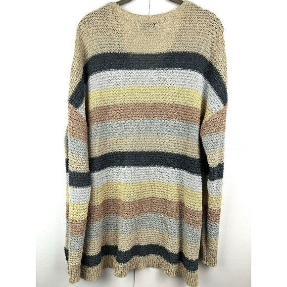 Knox Rose Womens Sweater XXL 2X Stripe Multicolor Open Knit Long Sleeve Pullover - Picture 5 of 7